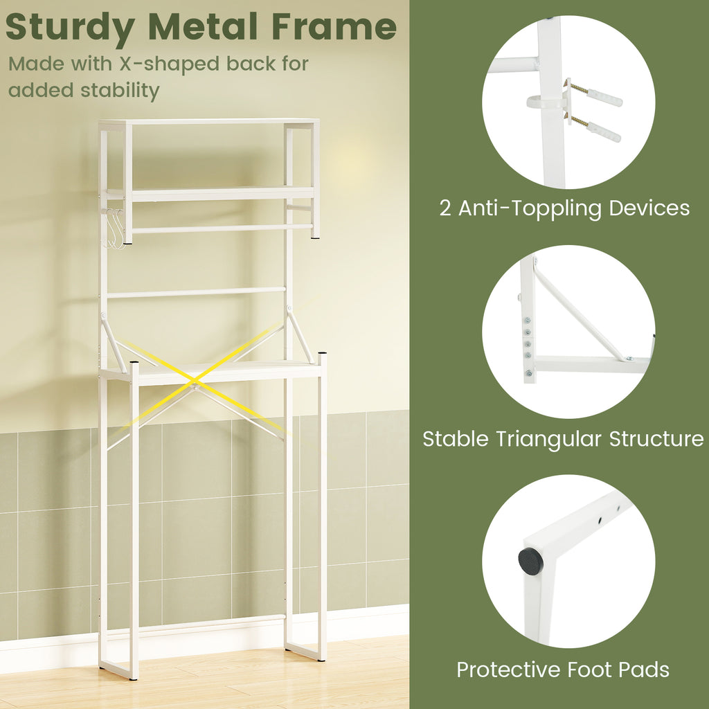 Over the Toilet Storage Rack 3-Tier Bathroom Organizer with Towel