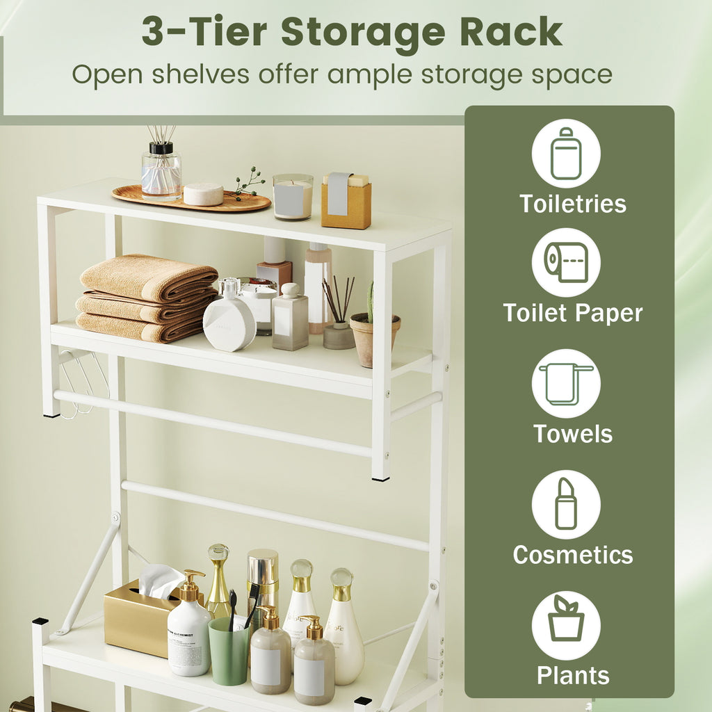 Over the Toilet Storage Rack 3-Tier Bathroom Organizer with Towel