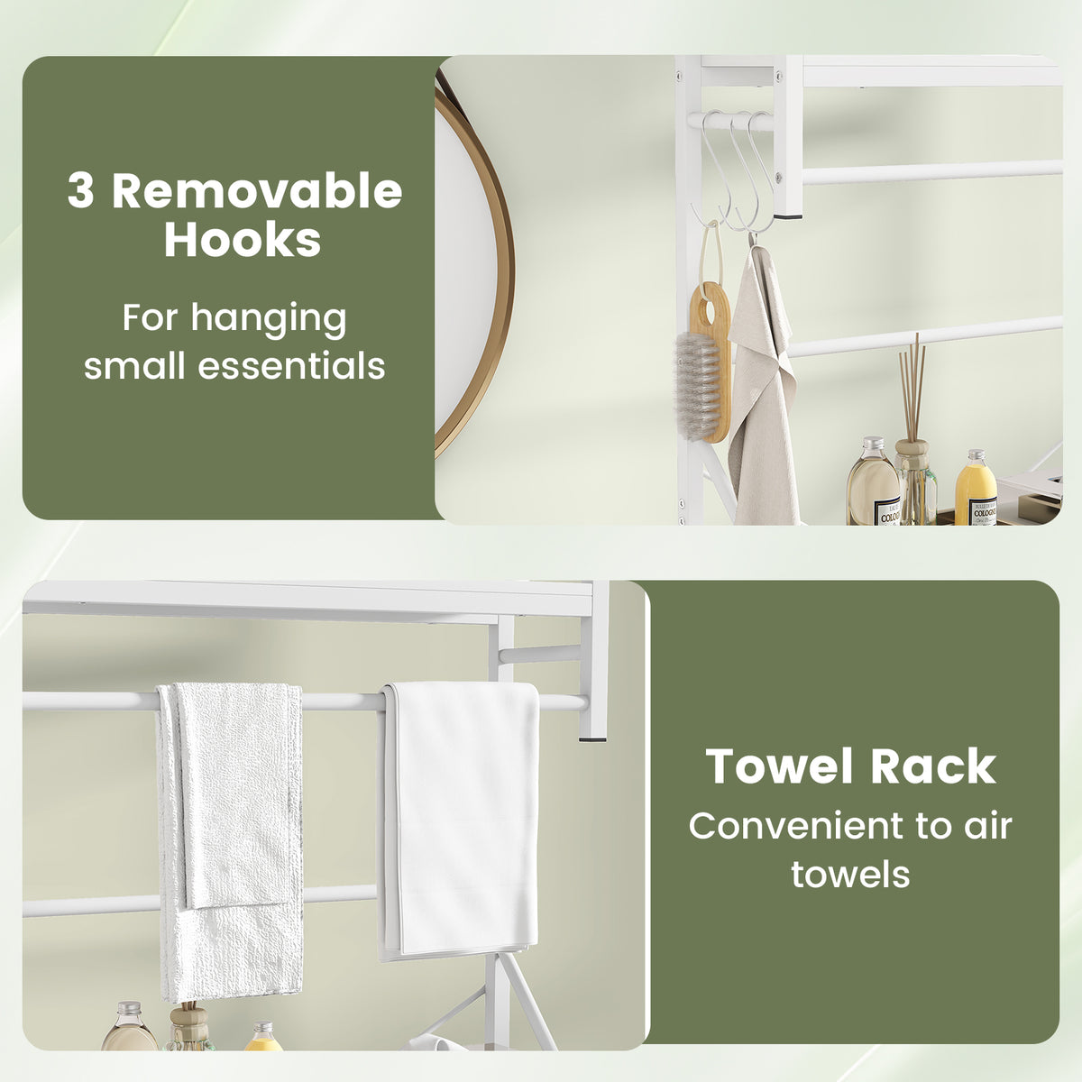 Over the Toilet Storage Rack 3-Tier Bathroom Organizer with Towel