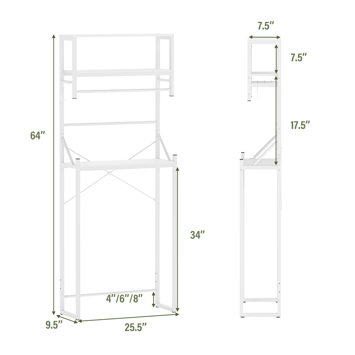 Over the Toilet Storage Rack 3-Tier Bathroom Organizer with Towel