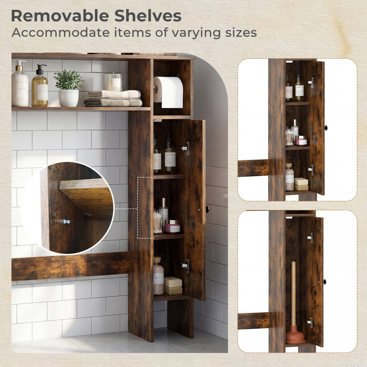 Over the Toilet Storage Cabinet with Paper Holder