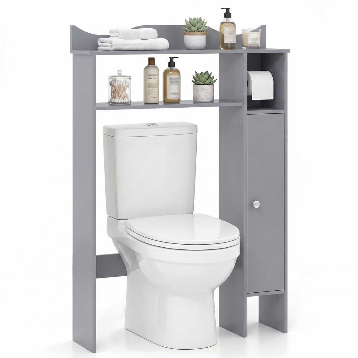 Over the Toilet Storage Cabinet with Paper Holder - Gray