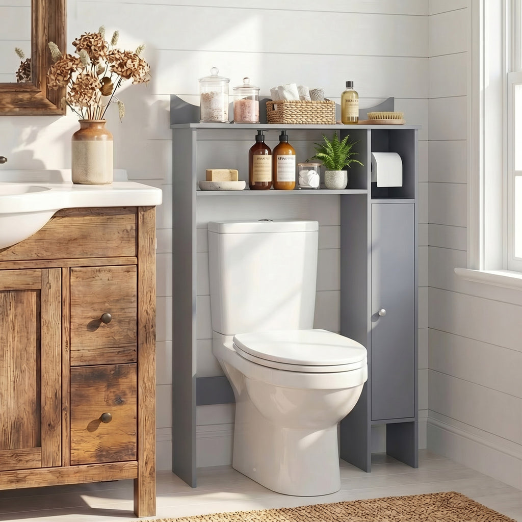 Over the Toilet Storage Cabinet with Paper Holder - Gray