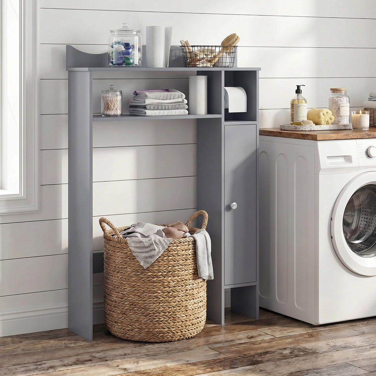 Over the Toilet Storage Cabinet with Paper Holder - Gray