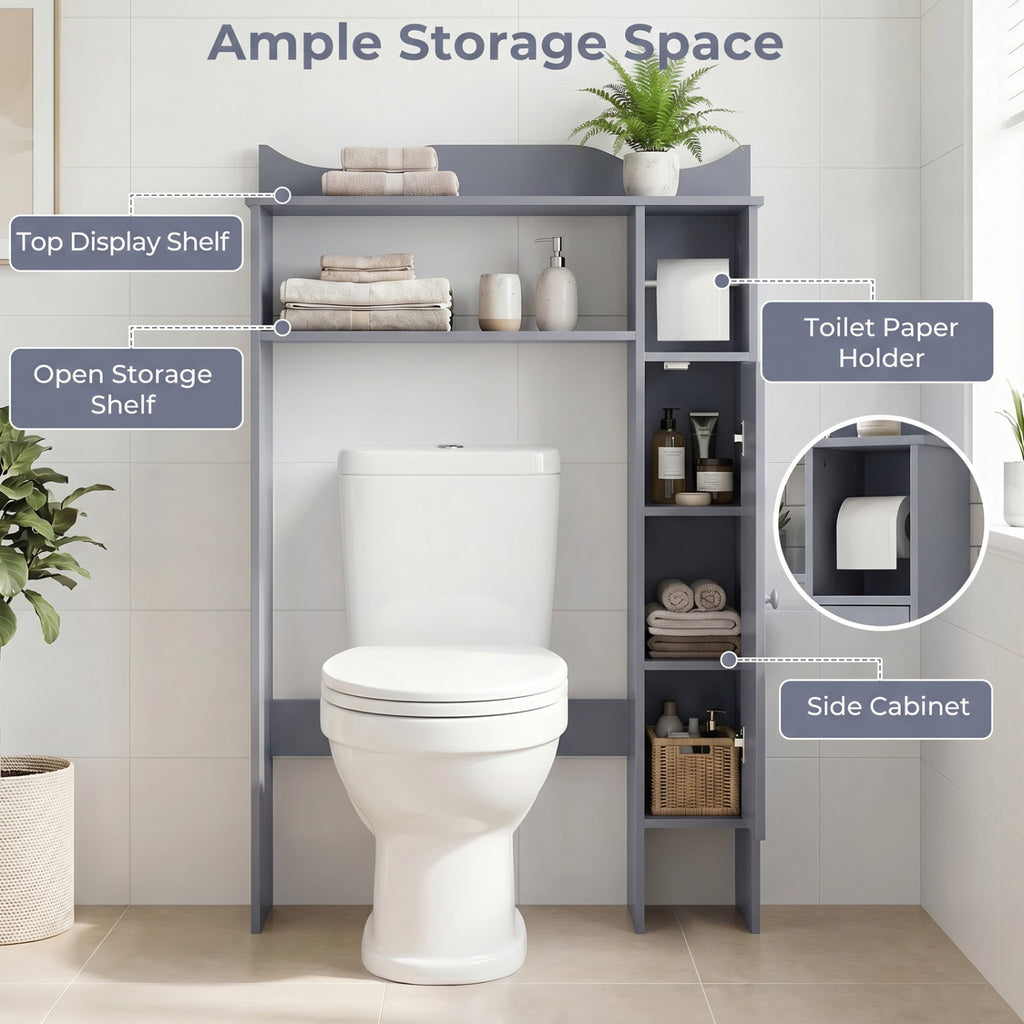 Over the Toilet Storage Cabinet with Paper Holder - Gray