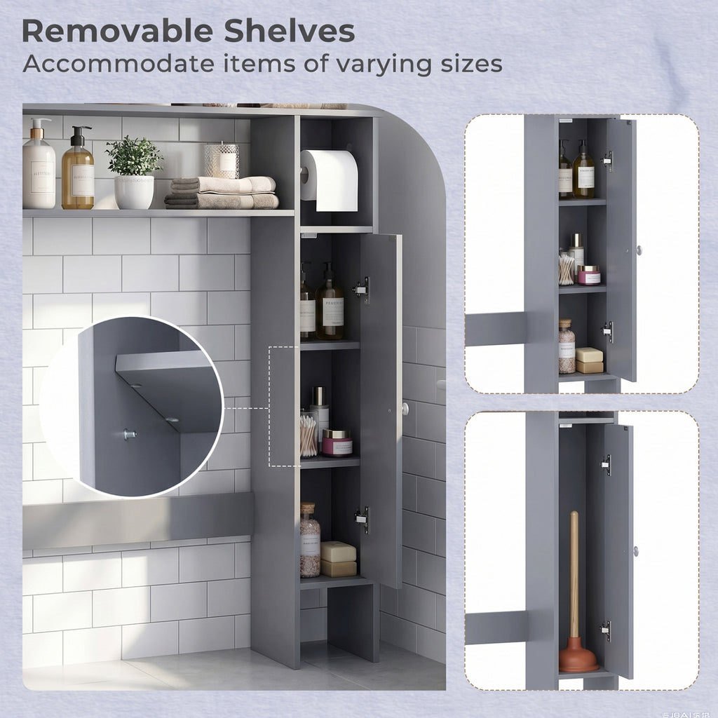 Over the Toilet Storage Cabinet with Paper Holder - Gray