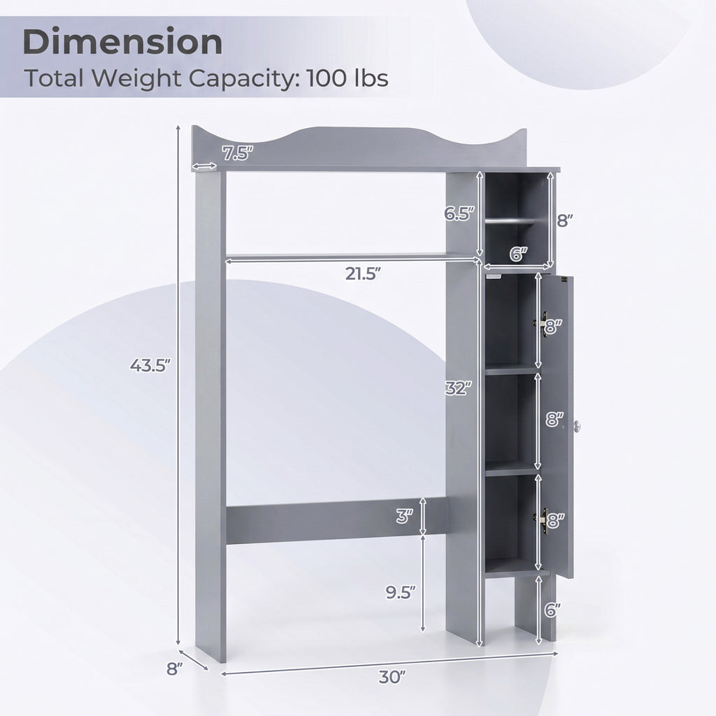 Over the Toilet Storage Cabinet with Paper Holder - Gray