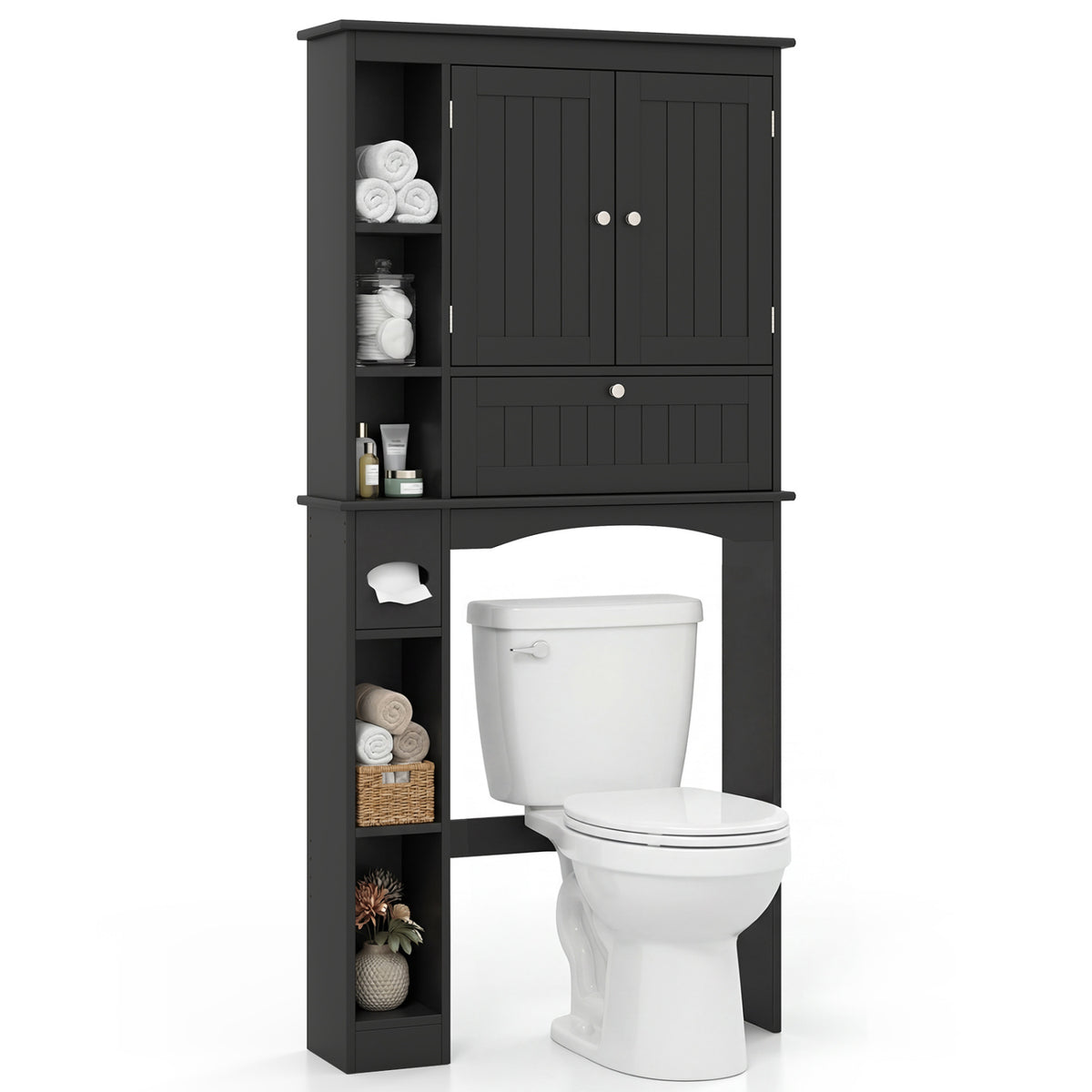 Over the Toilet Storage Cabinet with Adjustable Shelf and Bottom Bar
