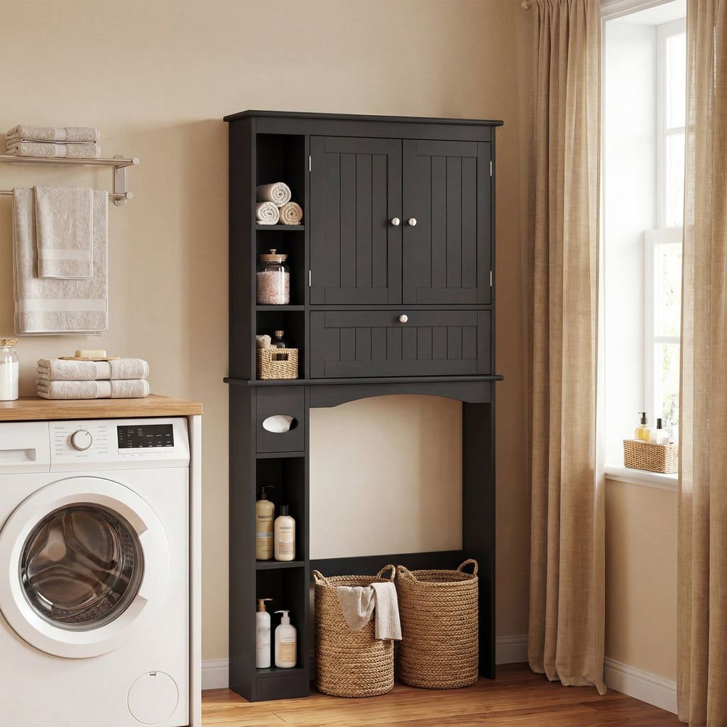 Over the Toilet Storage Cabinet with Adjustable Shelf and Bottom Bar