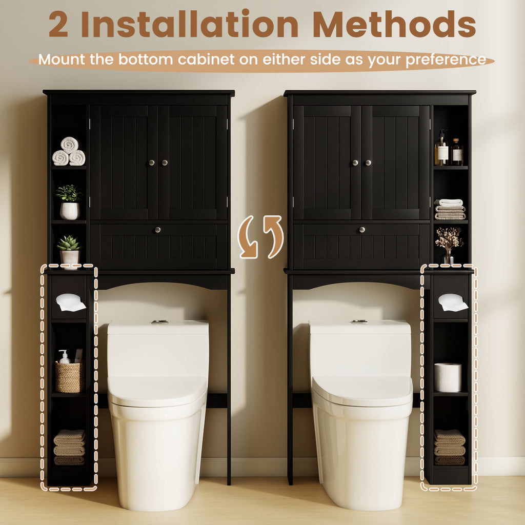 Over the Toilet Storage Cabinet with Adjustable Shelf and Bottom Bar