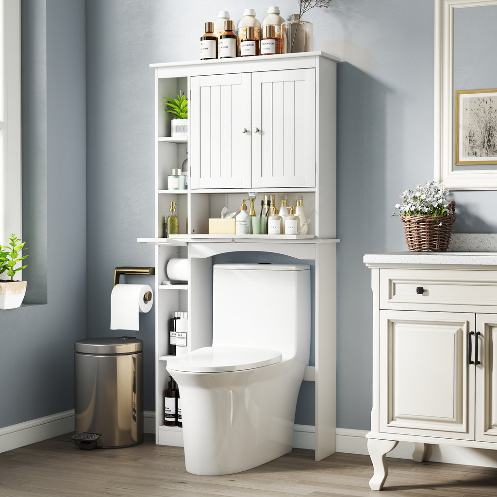 Over the Toilet Storage Cabinet with Adjustable Shelf and Bottom Bar