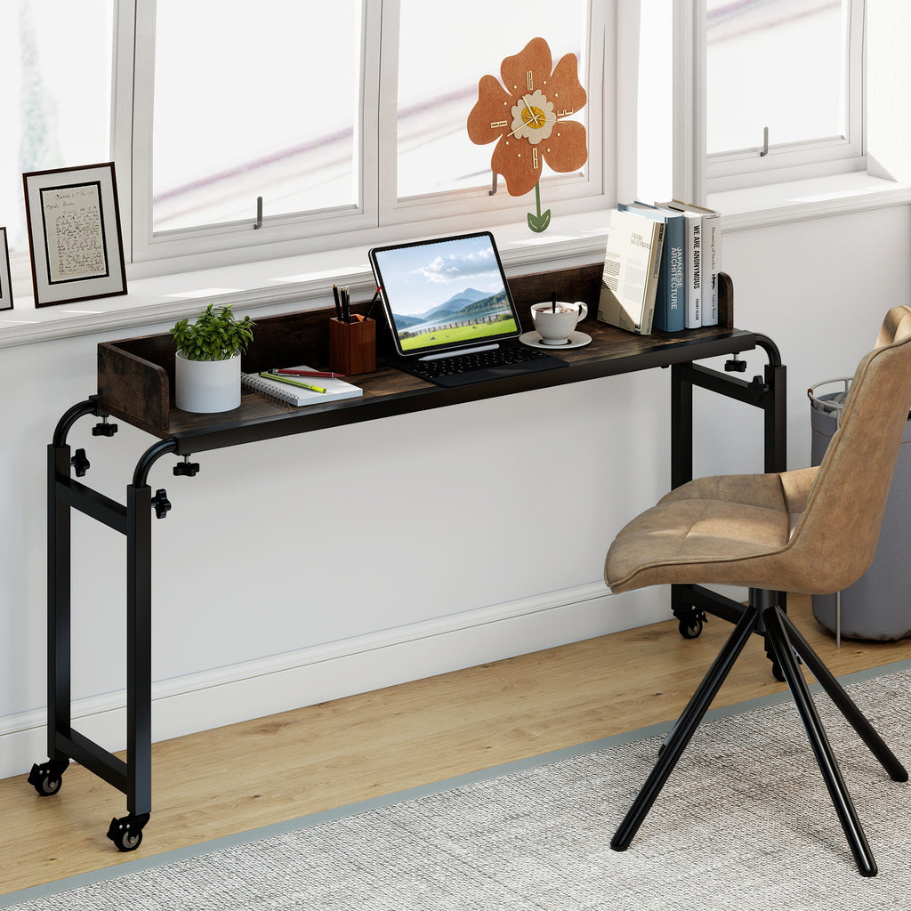 Overbed Desk with Wheels - Queen Size - Brown