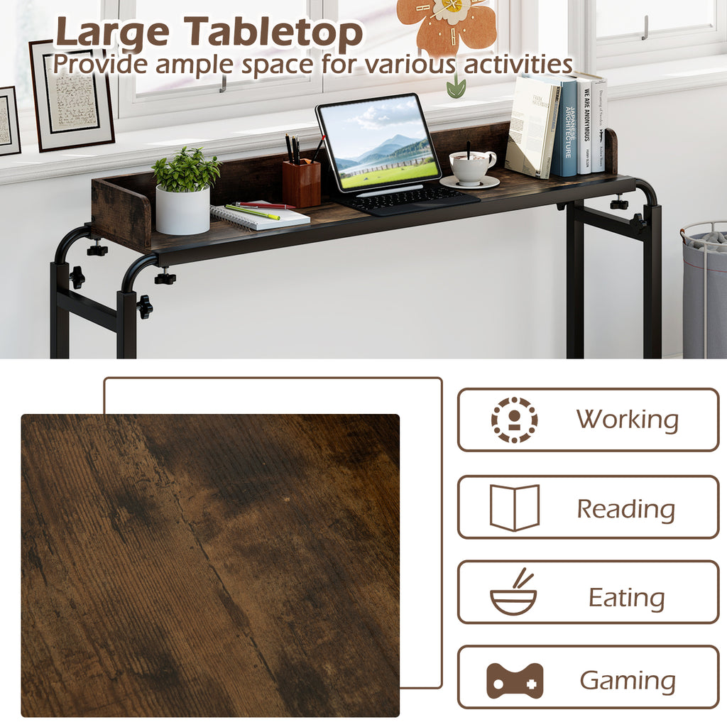 Overbed Desk with Wheels - Queen Size - Brown