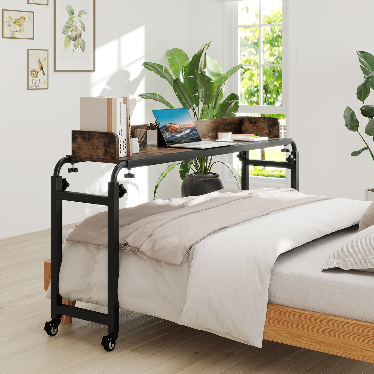 Overbed Desk with Wheels - Queen Size - Brown