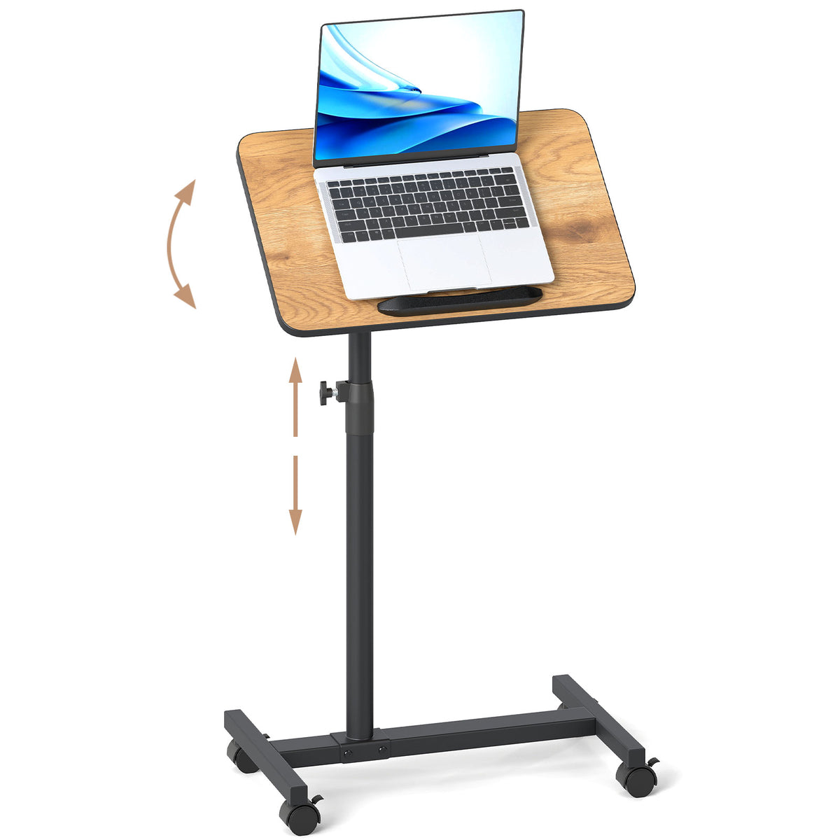 Overbed Rolling Table with Adjustable Height - Walnut
