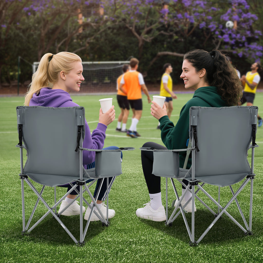 Oversized Camping Chair with Cooler Pouch & Cup Holder, Gray
