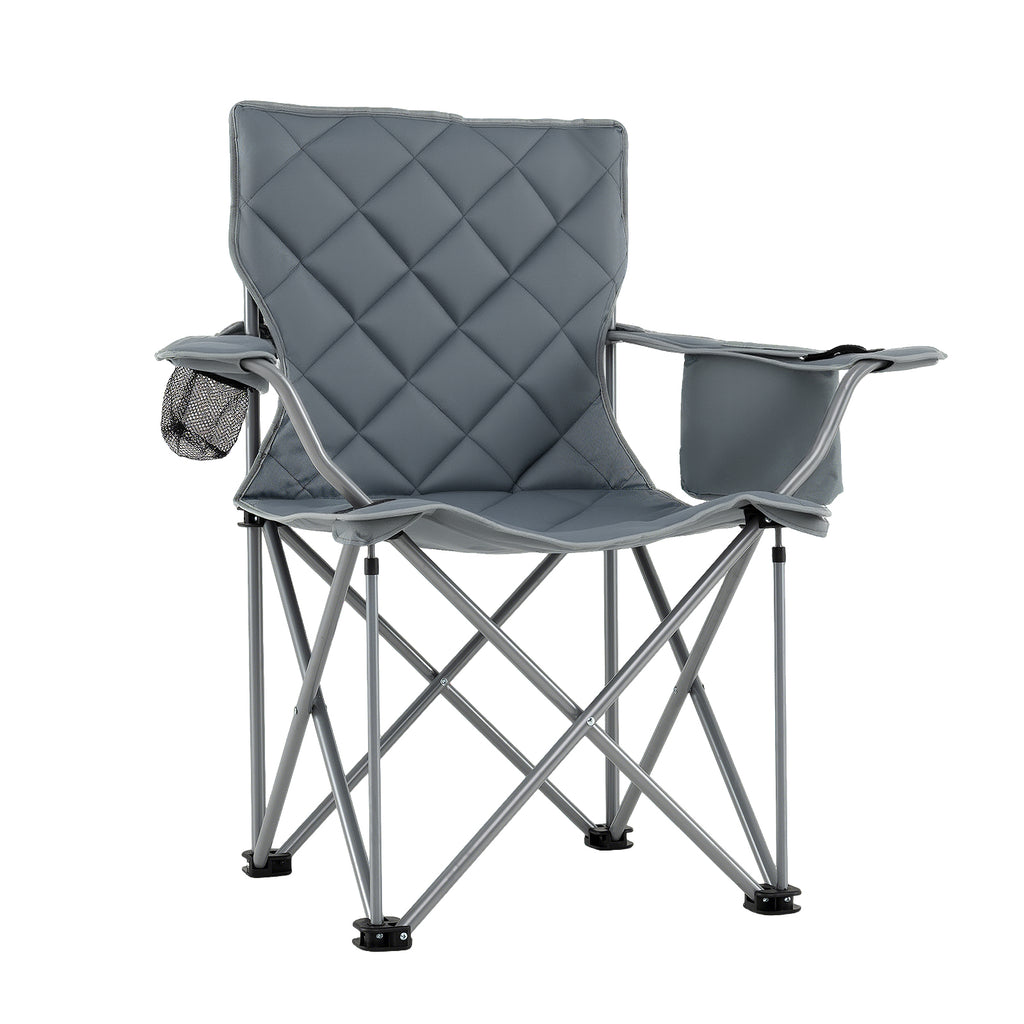 Oversized Camping Chair with Cooler Pouch & Cup Holder, Gray