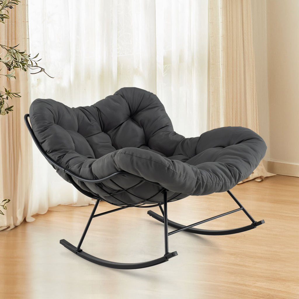 Oversized Egg Papasan Chair with Padded Cushion for Porch