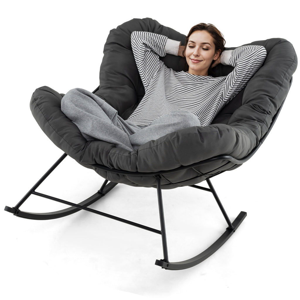 Oversized Egg Papasan Chair with Padded Cushion for Porch