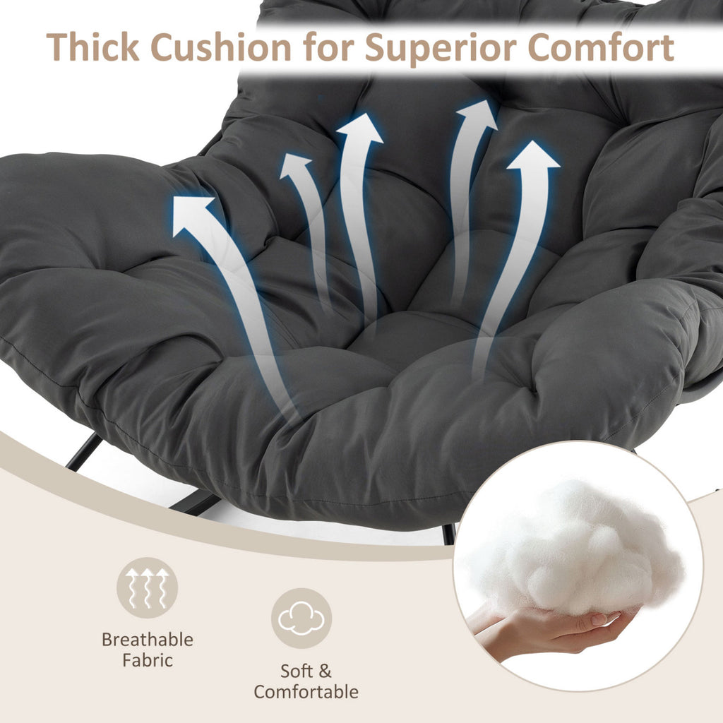 Oversized Egg Papasan Chair with Padded Cushion for Porch