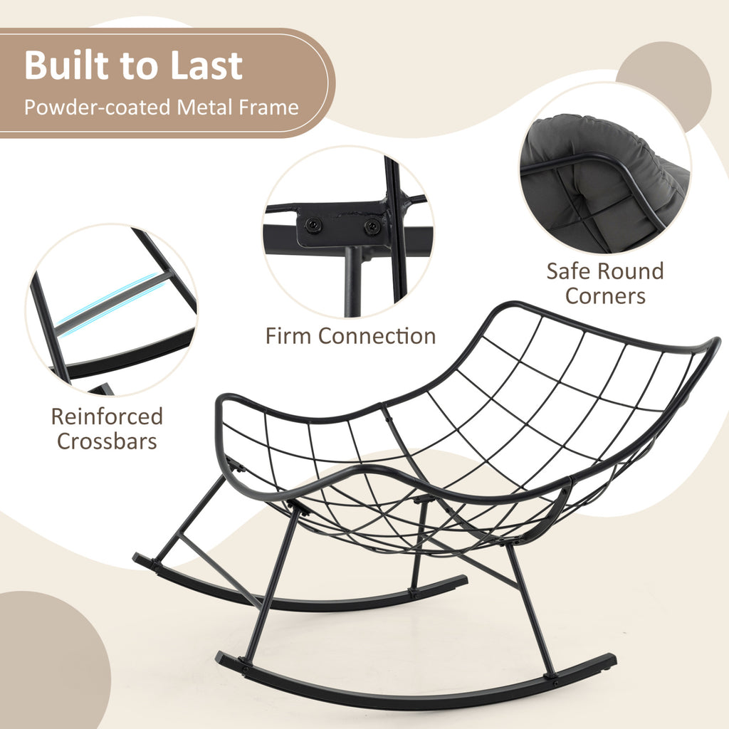 Oversized Egg Papasan Chair with Padded Cushion for Porch