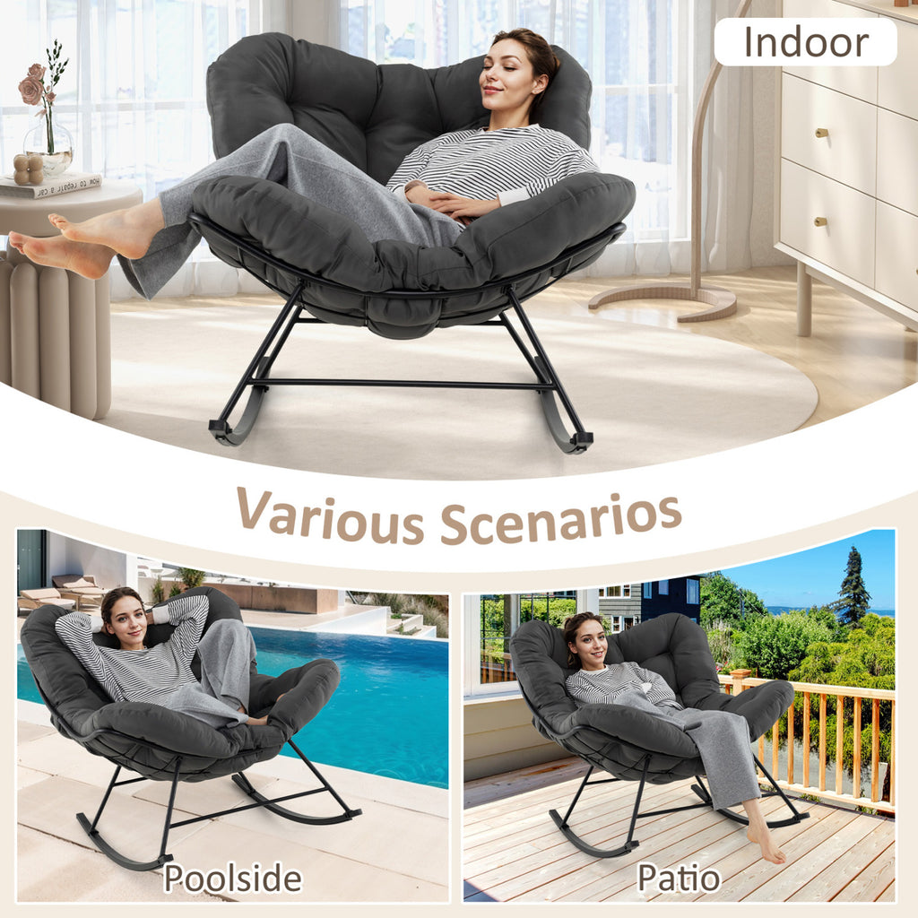 Oversized Egg Papasan Chair with Padded Cushion for Porch