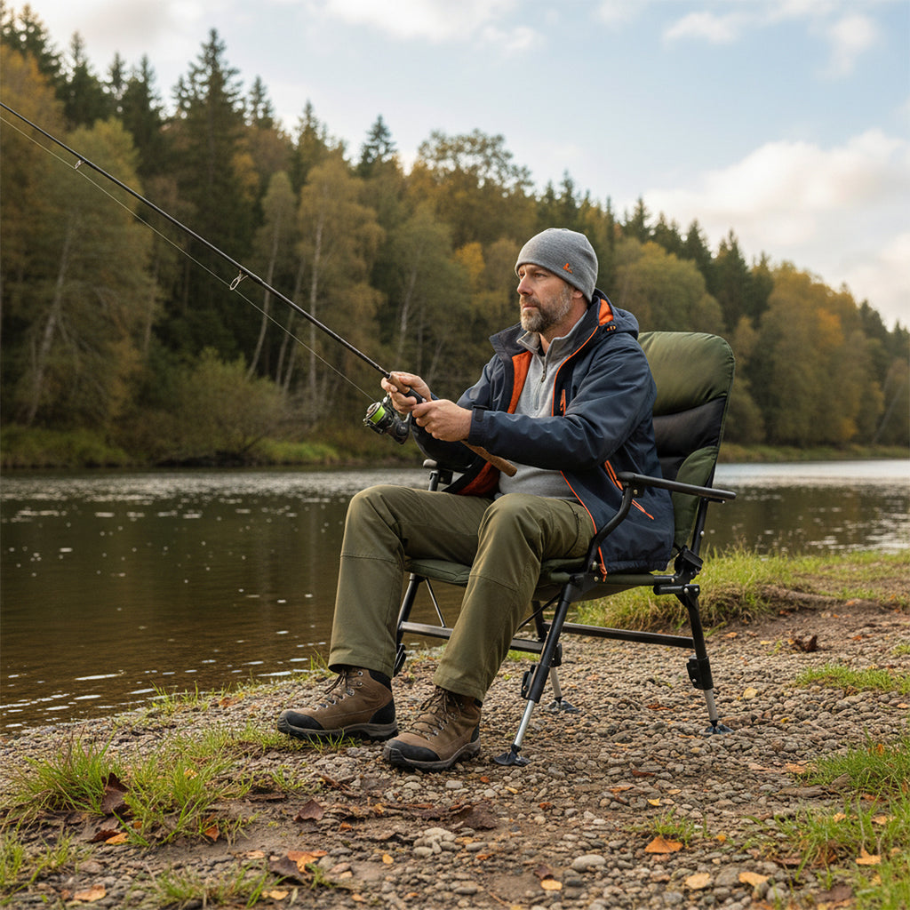 Oversized Foldable Fishing Chair with Armrest - Multicolor