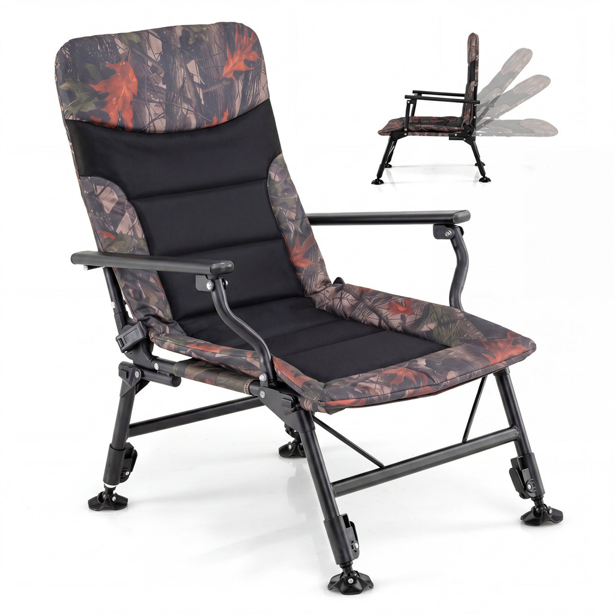 Oversized Foldable Fishing Chair with Armrest - Multicolor