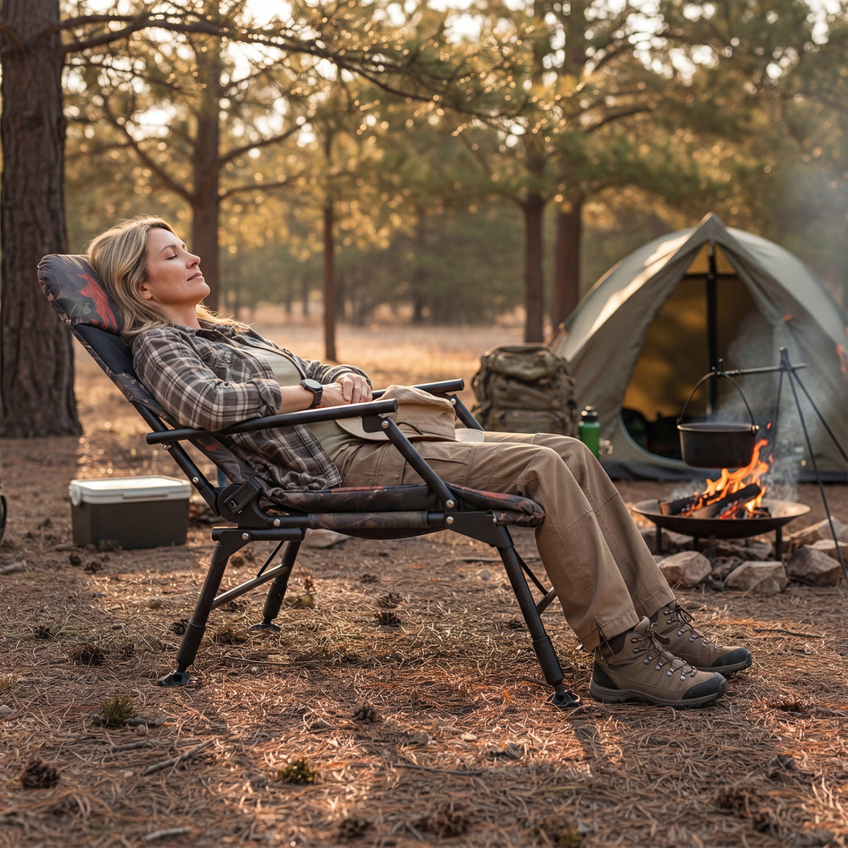 Oversized Foldable Fishing Chair with Armrest - Multicolor