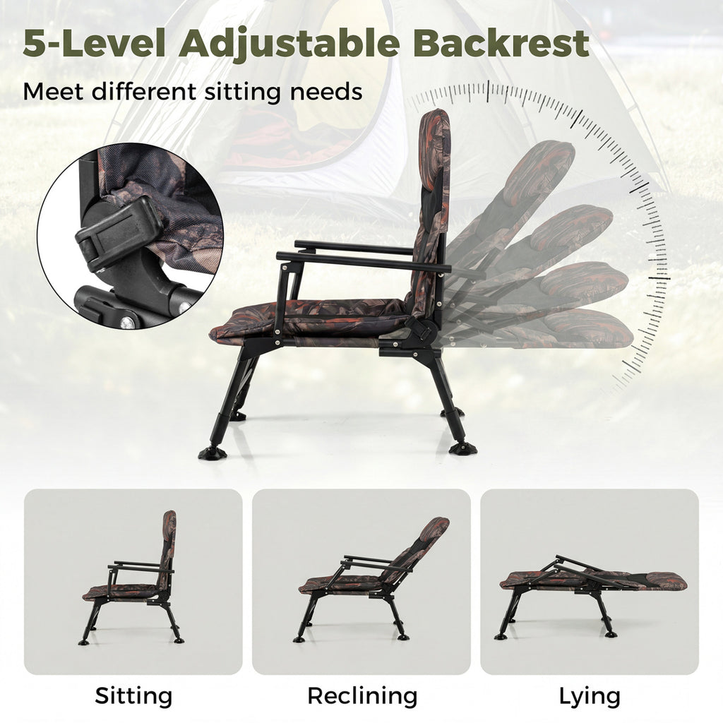 Oversized Foldable Fishing Chair with Armrest - Multicolor