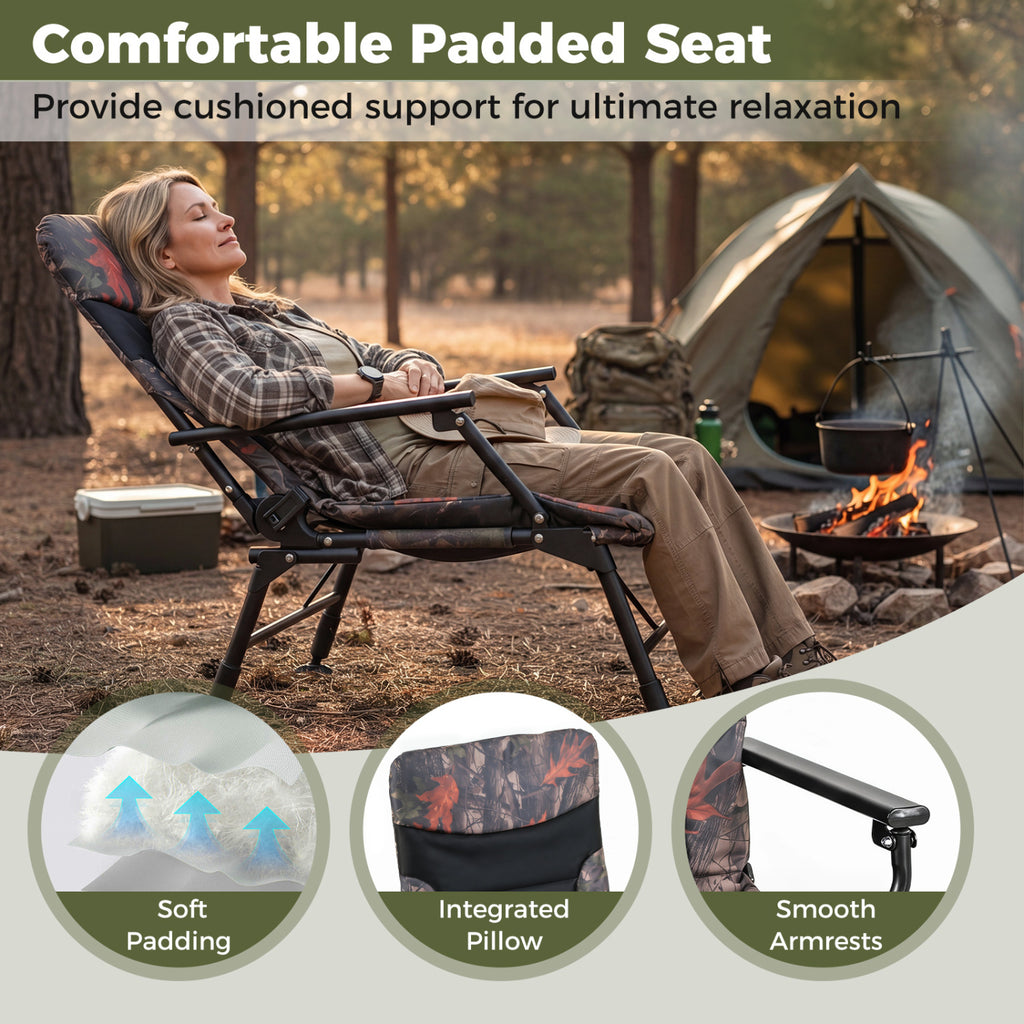 Oversized Foldable Fishing Chair with Armrest - Multicolor
