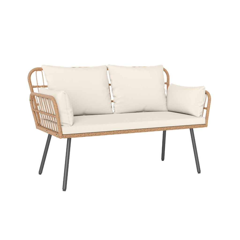 Oversized Rattan Egg Lounge Chair & 2-Seat Sofa with Cushions