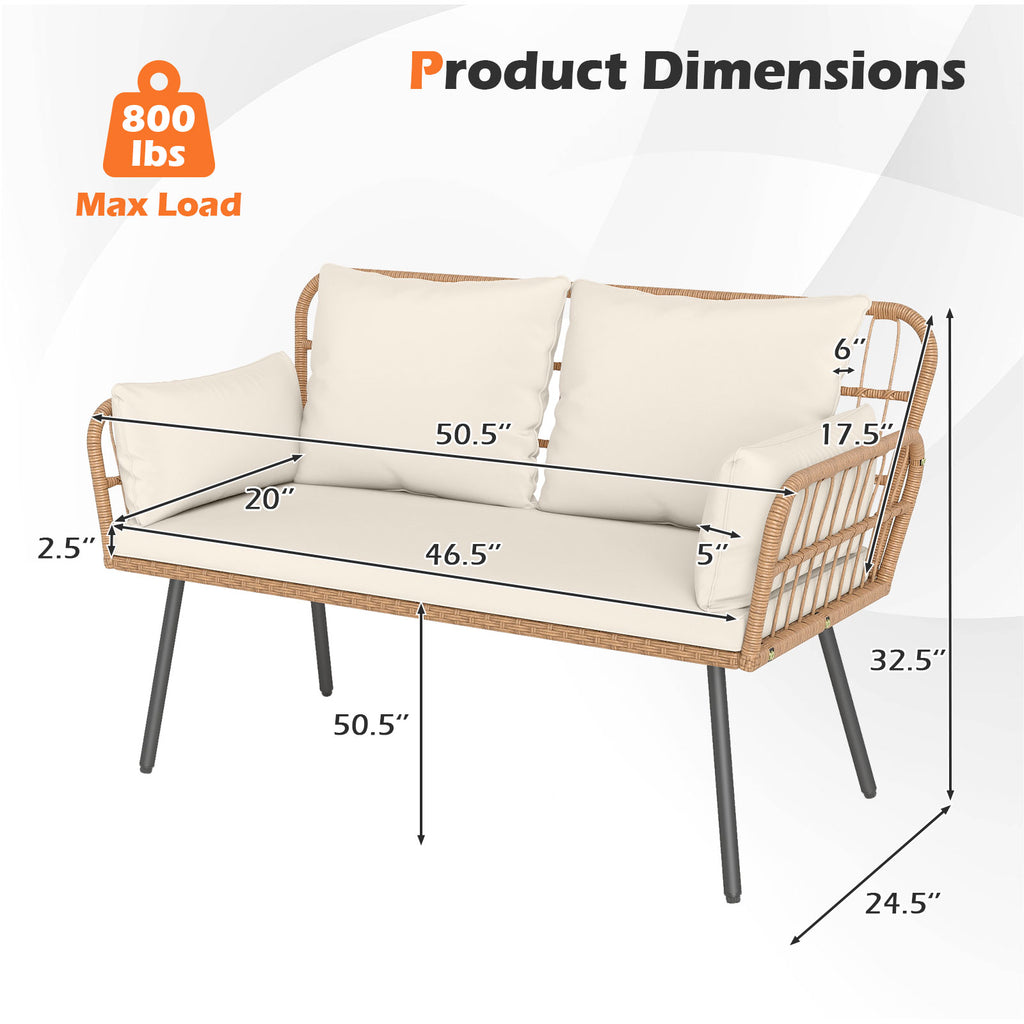Oversized Rattan Egg Lounge Chair & 2-Seat Sofa with Cushions