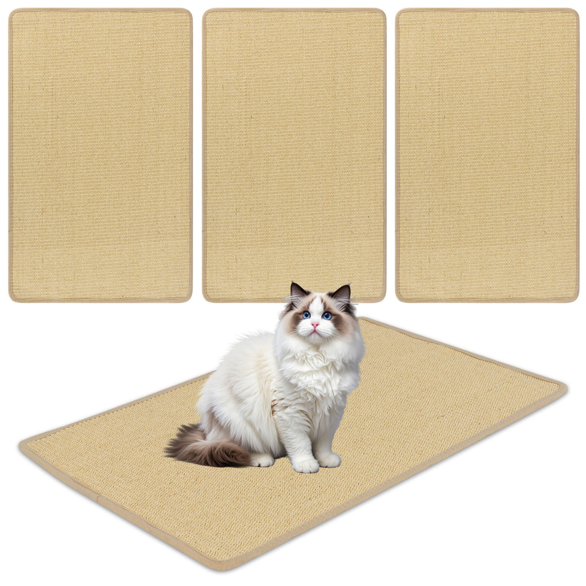2 Piece Cat Scratcher Mat Set - 32 x 20 Inch Natural Sisal Pads - Variation of This Listing