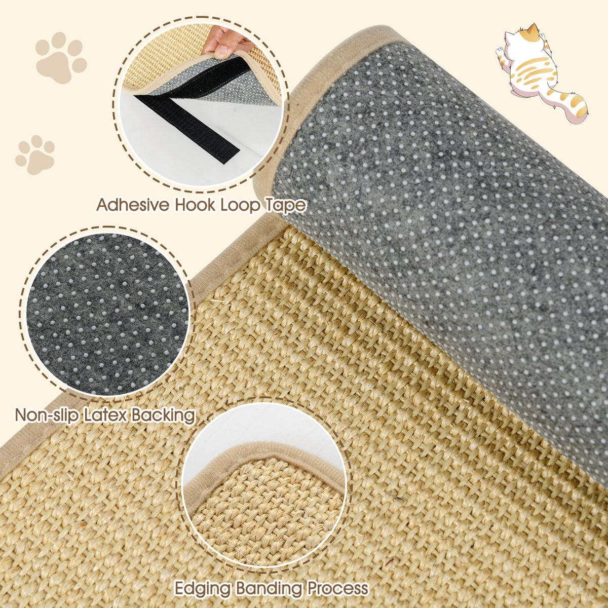 2 Piece Cat Scratcher Mat Set - 32 x 20 Inch Natural Sisal Pads - Variation of This Listing