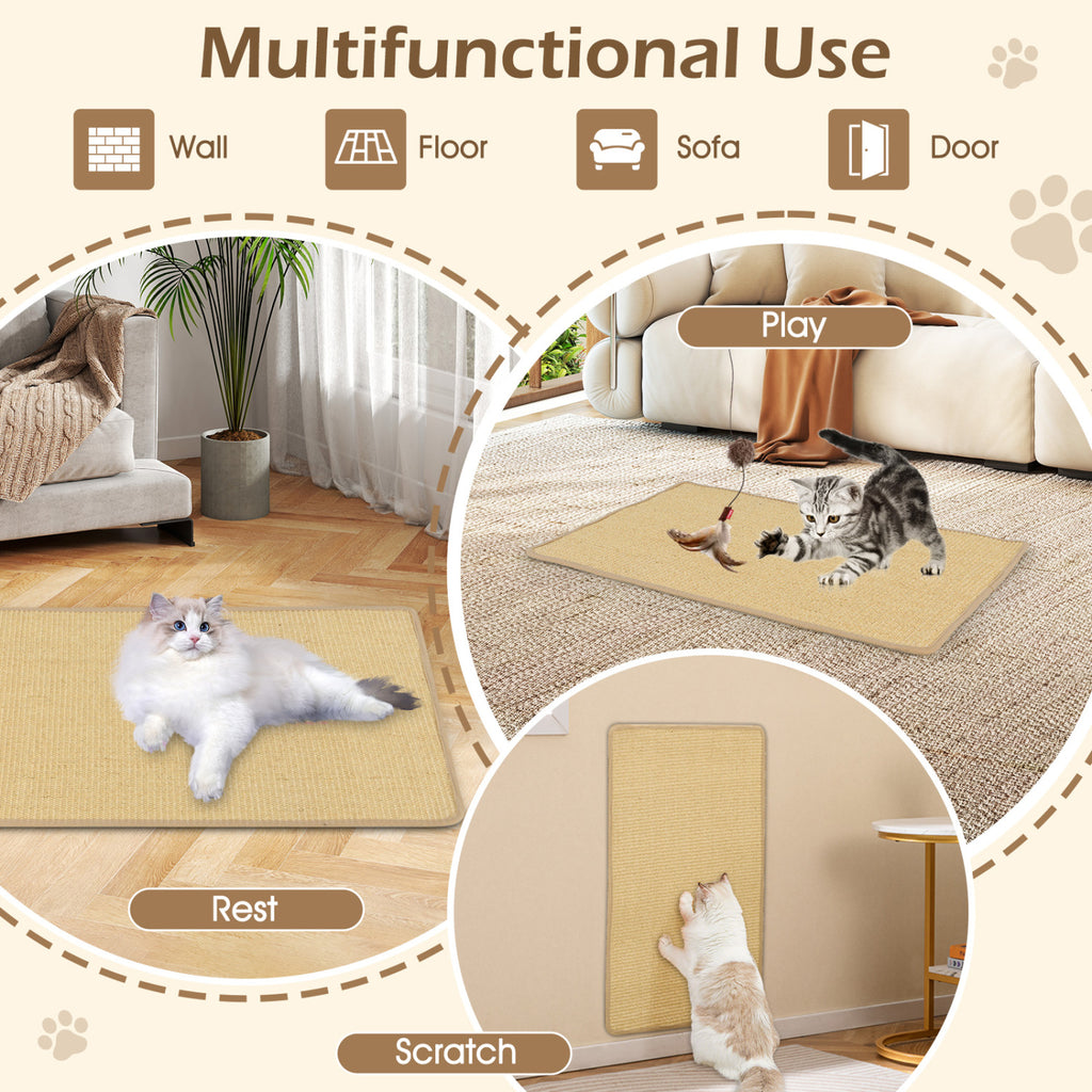 2 Piece Cat Scratcher Mat Set - 32 x 20 Inch Natural Sisal Pads - Variation of This Listing