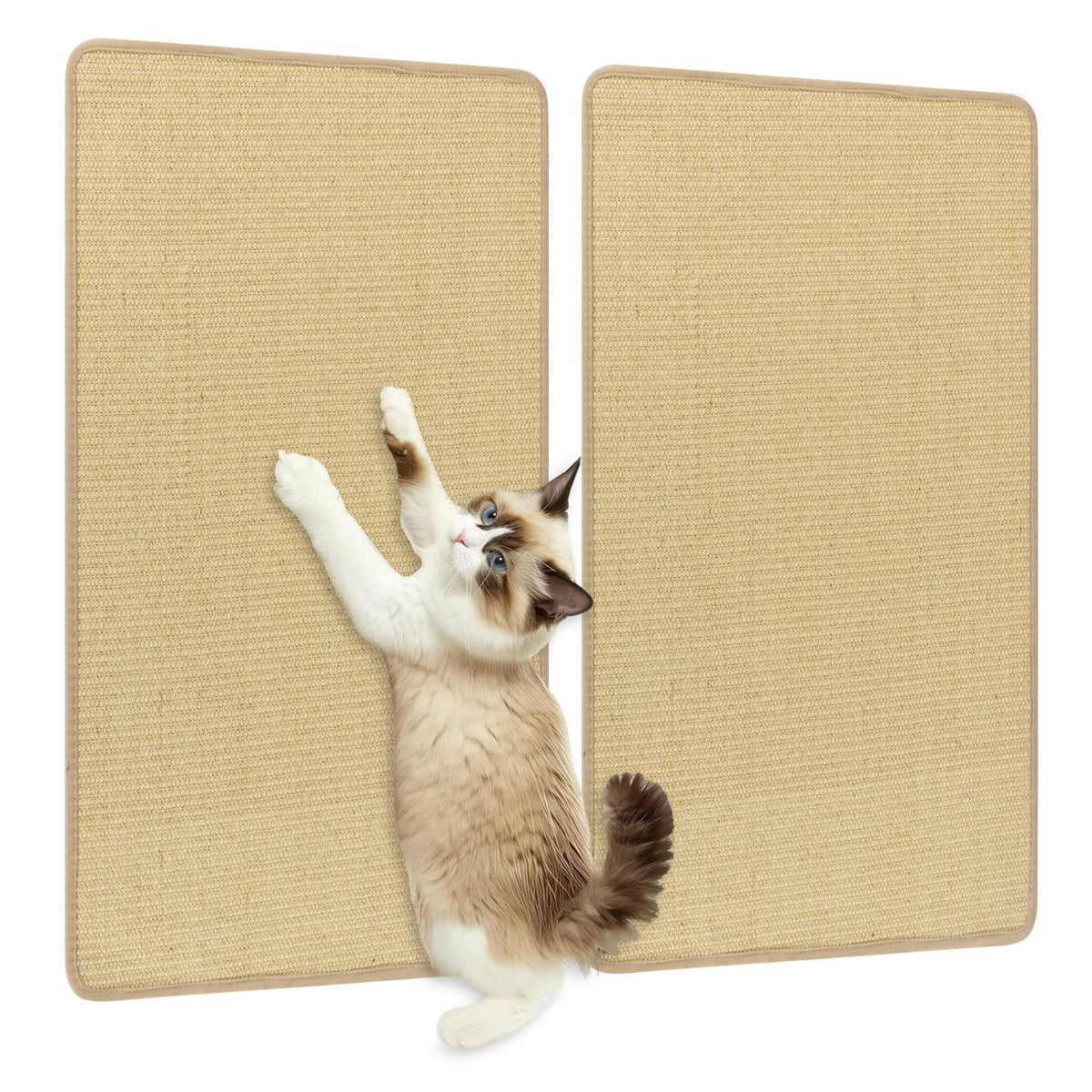 4 Pieces Cat Scratch Mat Set - 32 x 20 Inch Sisal Pads with Anti-Slip & Wall Attachment