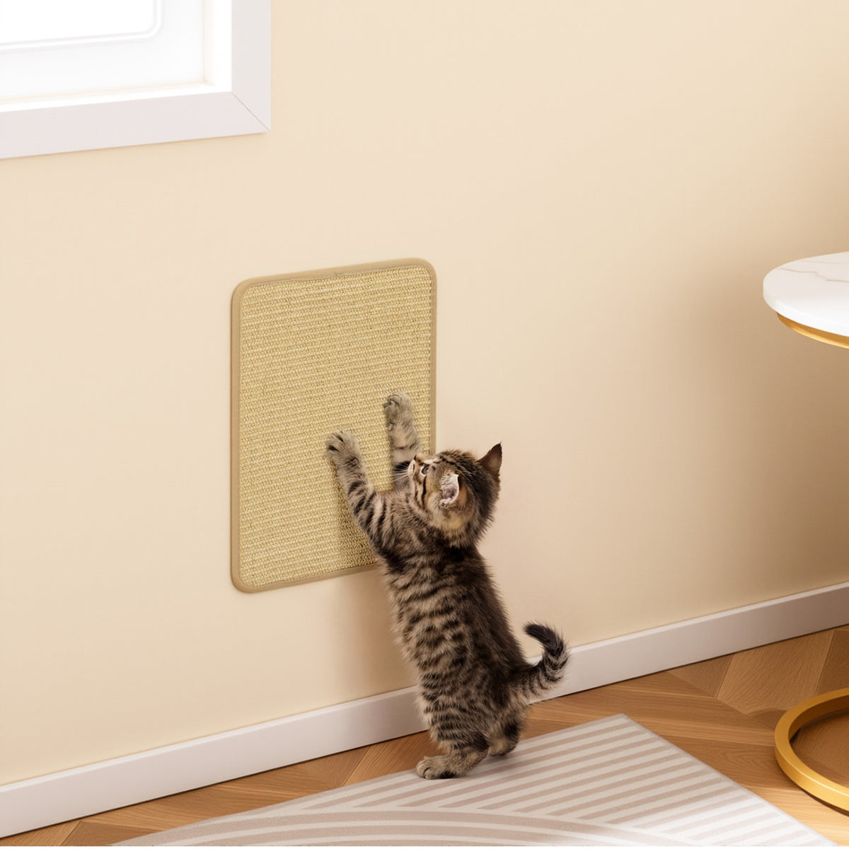 Costway 12 Pieces Cat Scratcher Mat Set - 16x12 Inch Natural Sisal Pads with Anti-Slip & Wall Mounting