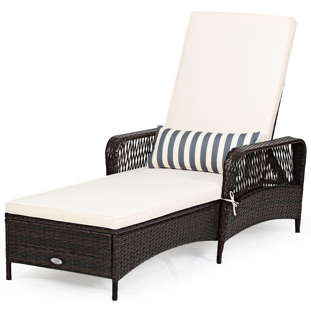 Outdoor Wicker Chaise Lounge Chair with Adjustable Backrest - Brown