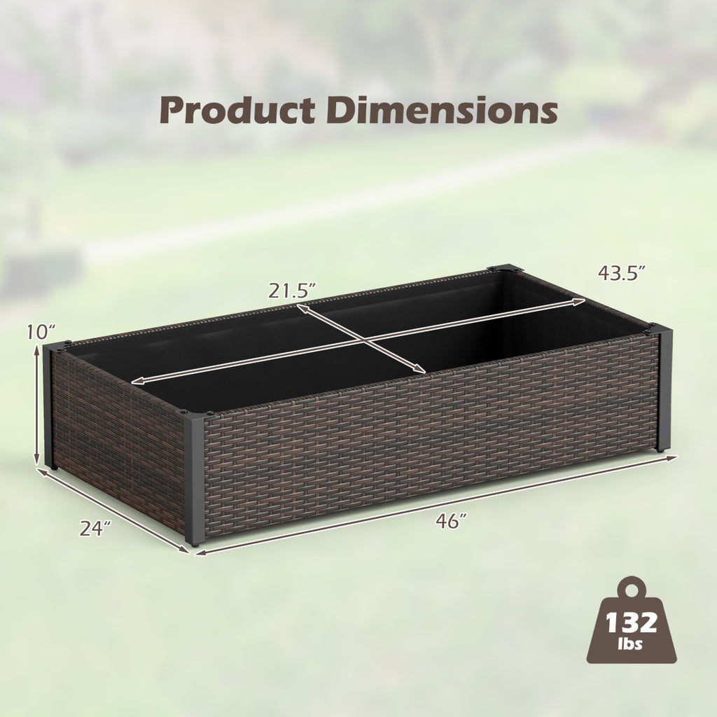 PE Rattan Elevated Raised Garden Bed with Open-Ended Base