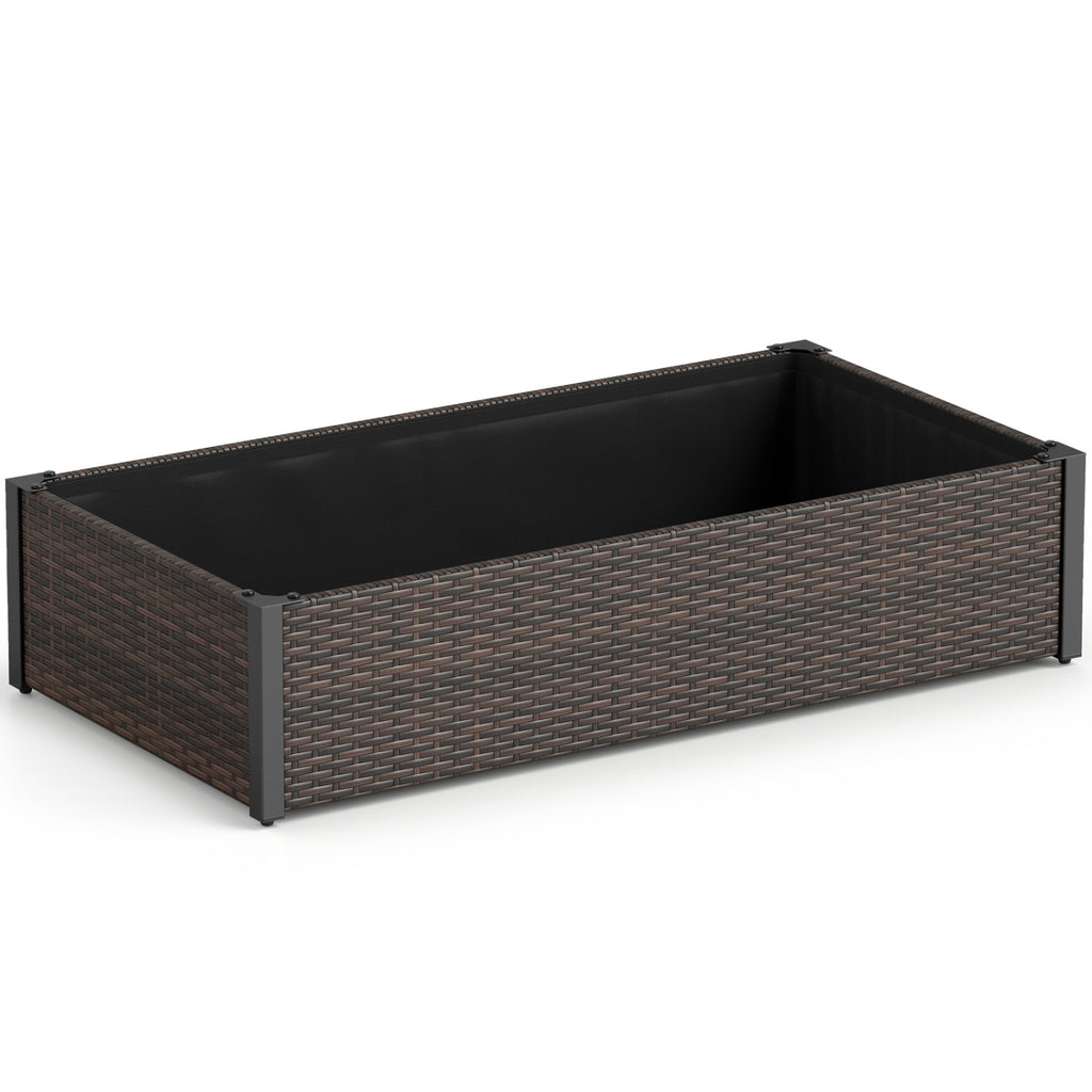 PE Rattan Elevated Raised Garden Bed with Open-Ended Base