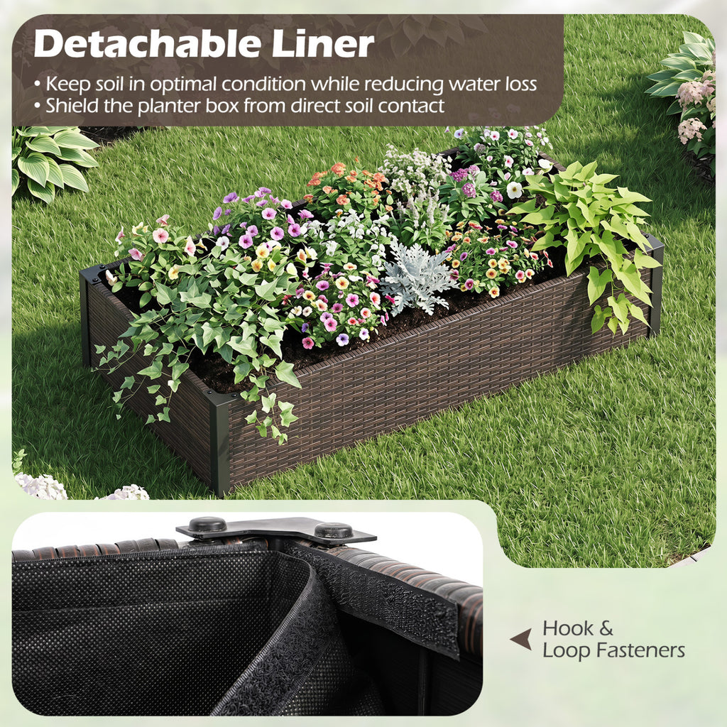 PE Rattan Elevated Raised Garden Bed with Open-Ended Base