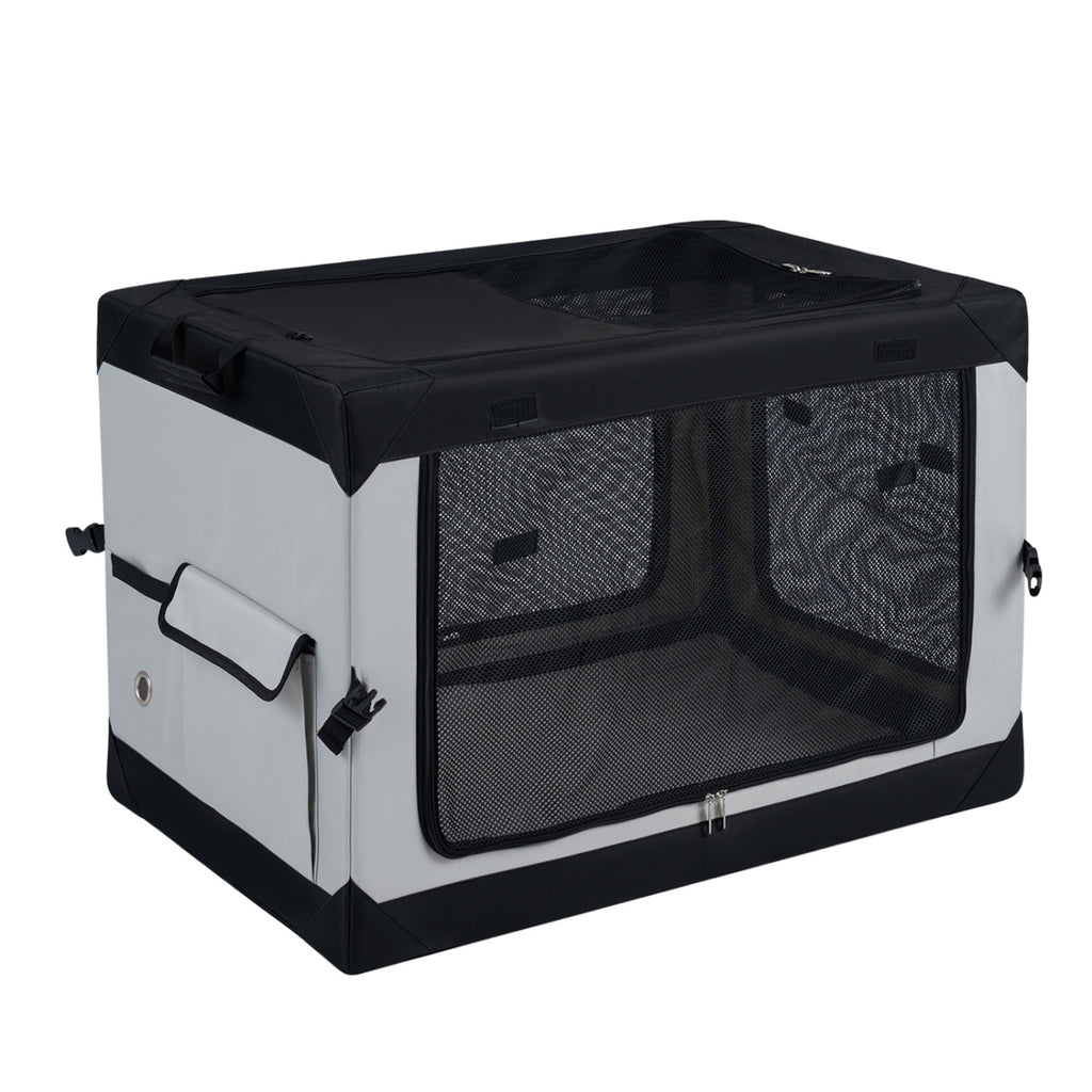 Soft Dog Crate - 3 Sizes Collapsible Pet Carrier with Mesh Doors & Removable Mat - M