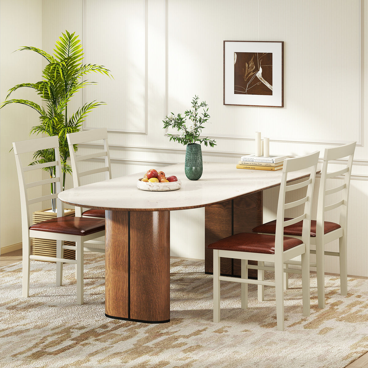 Armless Dining Chair Set of 2 - White, 37 Inch Height