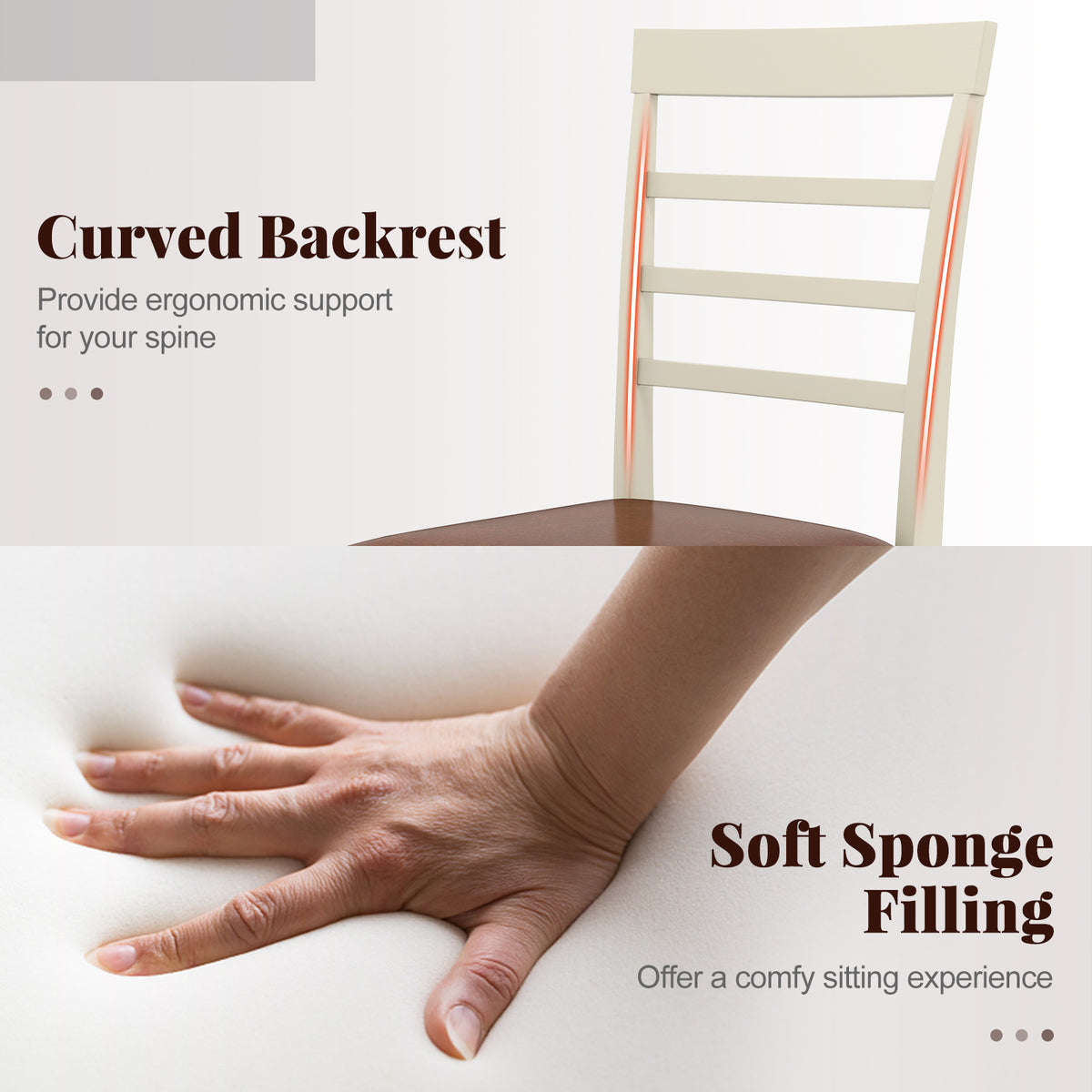 Armless Dining Chair Set of 2 - White, 37 Inch Height