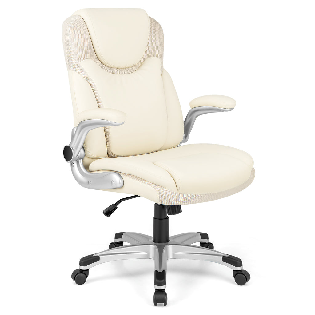Ergonomic Office PU Leather Executive Chair with Flip-up Armrests and