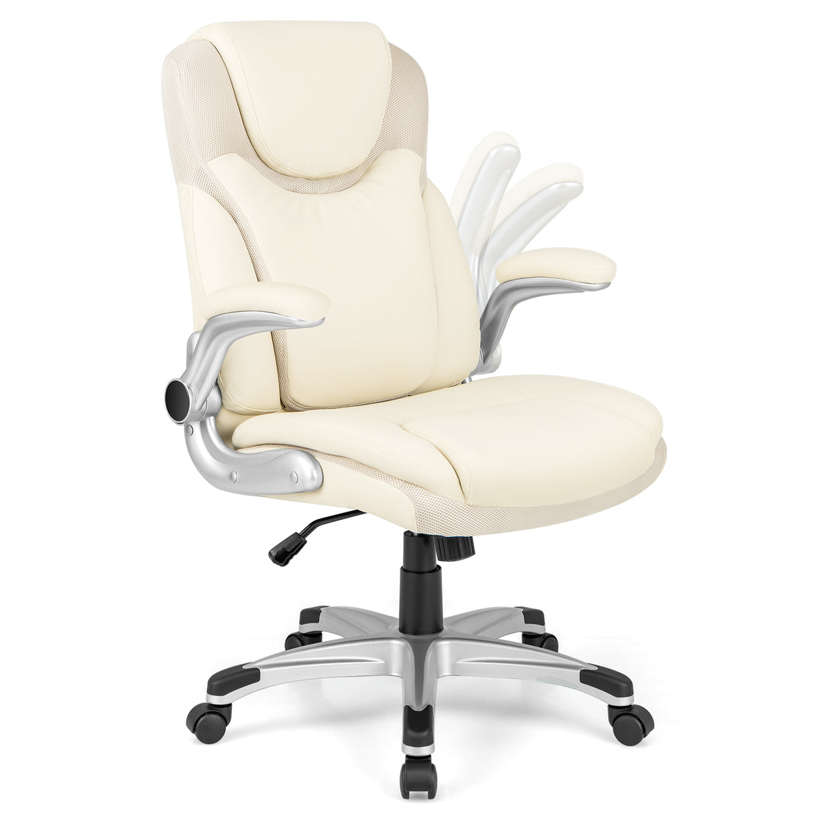 Ergonomic Office PU Leather Executive Chair with Flip-up Armrests and