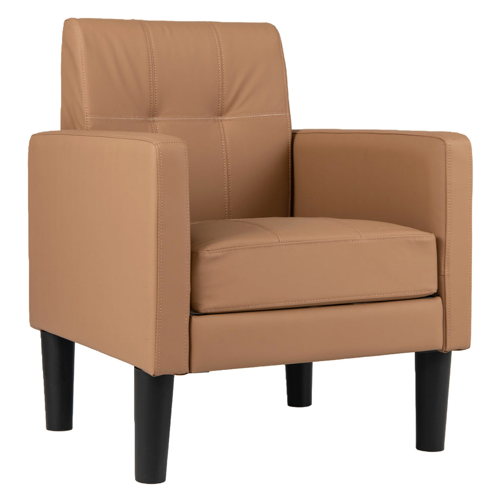 PU Leather Modern Accent Chair with Removable Cushion - Brown