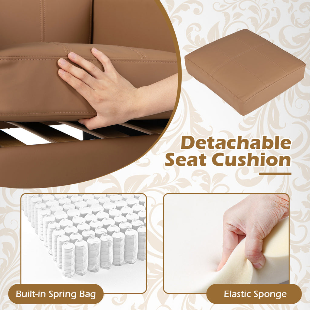 PU Leather Modern Accent Chair with Removable Cushion – Brown