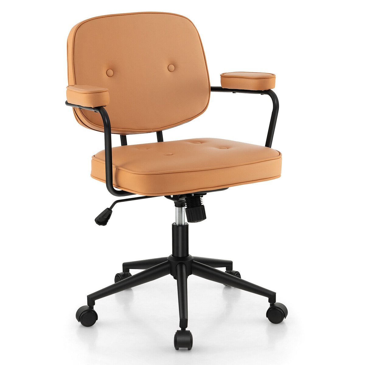 PU Leather Office Chair with Rocking Backrest, Orange - 36" H